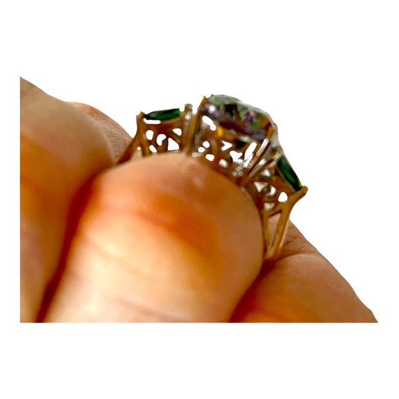 8 ct Mystic Topaz with side 1 ct Diopside stones with glimmer! Size 8. OOAK! - Picture 9 of 15